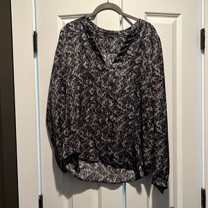 Theory Silk Blouse Black with Pattern